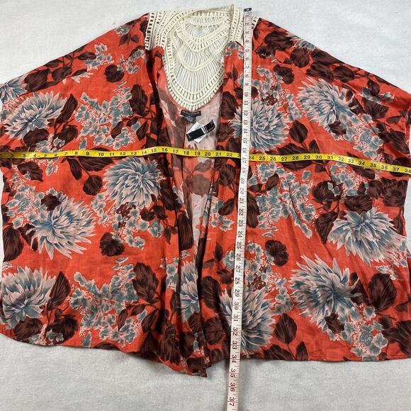 Chelsea & Theodore NWT Floral Boho Kimono Duster Plus 2X Orange - Picture 3 of 5